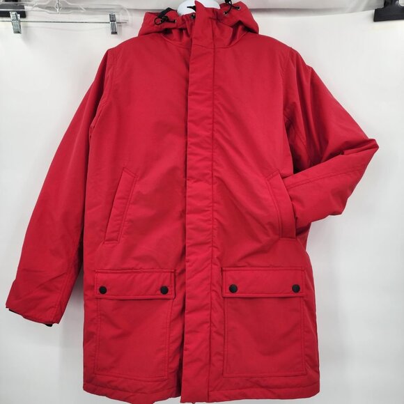 AMAZON‎ ESSENTIALS Men's Red Hooded Winter Utility Jacket L NWT - Picture 2 of 11
